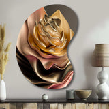 Retro Vintage Abstract Pink And Gold Flowers III - Asymmetric Metal Wall Art