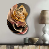 Retro Vintage Abstract Pink And Gold Flowers III - Asymmetric Metal Wall Art