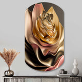 Retro Vintage Abstract Pink And Gold Flowers III - Asymmetric Metal Wall Art