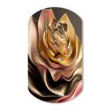 Retro Vintage Abstract Pink And Gold Flowers III - Asymmetric Metal Wall Art