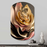 Retro Vintage Abstract Pink And Gold Flowers III - Asymmetric Metal Wall Art