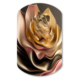 Retro Vintage Abstract Pink And Gold Flowers III - Asymmetric Metal Wall Art