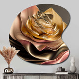 Retro Vintage Abstract Pink And Gold Flowers III - Asymmetric Metal Wall Art