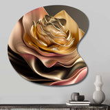 Retro Vintage Abstract Pink And Gold Flowers III - Asymmetric Metal Wall Art