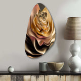 Retro Vintage Abstract Pink And Gold Flowers III - Asymmetric Metal Wall Art