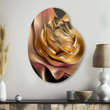 Retro Vintage Abstract Pink And Gold Flowers III - Asymmetric Metal Wall Art