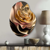 Retro Vintage Abstract Pink And Gold Flowers III - Asymmetric Metal Wall Art