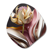 Retro Vintage Abstract Pink And Gold Flowers IV - Asymmetric Metal Wall Art