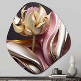 Retro Vintage Abstract Pink And Gold Flowers IV - Asymmetric Metal Wall Art