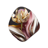 Retro Vintage Abstract Pink And Gold Flowers IV - Asymmetric Metal Wall Art