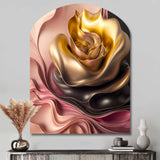 Stylish Glam Flowers In Gold And Taupe I - Asymmetric Metal Wall Art