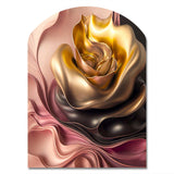 Stylish Glam Flowers In Gold And Taupe I - Asymmetric Metal Wall Art