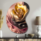 Stylish Glam Flowers In Gold And Taupe I - Asymmetric Metal Wall Art