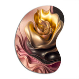 Stylish Glam Flowers In Gold And Taupe I - Asymmetric Metal Wall Art