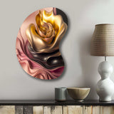 Stylish Glam Flowers In Gold And Taupe I - Asymmetric Metal Wall Art