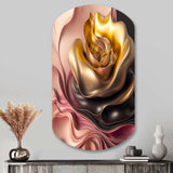 Stylish Glam Flowers In Gold And Taupe I - Asymmetric Metal Wall Art