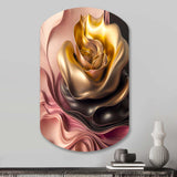 Stylish Glam Flowers In Gold And Taupe I - Asymmetric Metal Wall Art