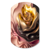 Stylish Glam Flowers In Gold And Taupe I - Asymmetric Metal Wall Art