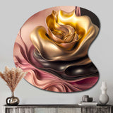 Stylish Glam Flowers In Gold And Taupe I - Asymmetric Metal Wall Art