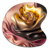 Stylish Glam Flowers In Gold And Taupe I - Asymmetric Metal Wall Art