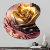 Stylish Glam Flowers In Gold And Taupe I - Asymmetric Metal Wall Art