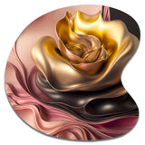 Stylish Glam Flowers In Gold And Taupe I - Asymmetric Metal Wall Art