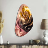 Stylish Glam Flowers In Gold And Taupe I - Asymmetric Metal Wall Art