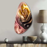 Stylish Glam Flowers In Gold And Taupe I - Asymmetric Metal Wall Art