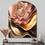 Stylish Glam Flowers In Gold And Taupe III - Asymmetric Metal Wall Art