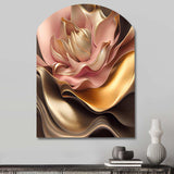 Stylish Glam Flowers In Gold And Taupe III - Asymmetric Metal Wall Art