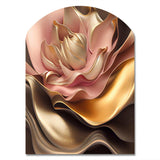 Stylish Glam Flowers In Gold And Taupe III - Asymmetric Metal Wall Art