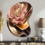 Stylish Glam Flowers In Gold And Taupe III - Asymmetric Metal Wall Art