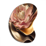 Stylish Glam Flowers In Gold And Taupe III - Asymmetric Metal Wall Art