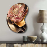 Stylish Glam Flowers In Gold And Taupe III - Asymmetric Metal Wall Art