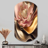 Stylish Glam Flowers In Gold And Taupe III - Asymmetric Metal Wall Art