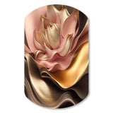 Stylish Glam Flowers In Gold And Taupe III - Asymmetric Metal Wall Art