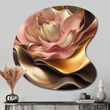 Stylish Glam Flowers In Gold And Taupe III - Asymmetric Metal Wall Art