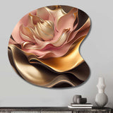 Stylish Glam Flowers In Gold And Taupe III - Asymmetric Metal Wall Art