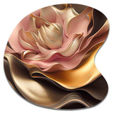 Stylish Glam Flowers In Gold And Taupe III - Asymmetric Metal Wall Art