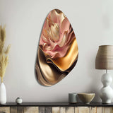 Stylish Glam Flowers In Gold And Taupe III - Asymmetric Metal Wall Art