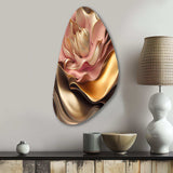 Stylish Glam Flowers In Gold And Taupe III - Asymmetric Metal Wall Art