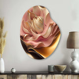 Stylish Glam Flowers In Gold And Taupe III - Asymmetric Metal Wall Art