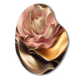 Stylish Glam Flowers In Gold And Taupe III - Asymmetric Metal Wall Art