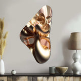 Stylish Glam Flowers In Gold And Taupe IV - Asymmetric Metal Wall Art