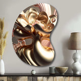 Stylish Glam Flowers In Gold And Taupe IV - Asymmetric Metal Wall Art