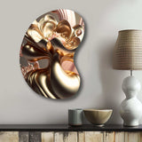 Stylish Glam Flowers In Gold And Taupe IV - Asymmetric Metal Wall Art