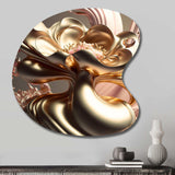 Stylish Glam Flowers In Gold And Taupe IV - Asymmetric Metal Wall Art