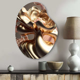 Stylish Glam Flowers In Gold And Taupe IV - Asymmetric Metal Wall Art