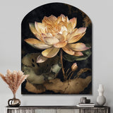 Blooming Vintage Lotus In The Pond I - Asymmetric Metal Wall Art