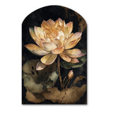 Blooming Vintage Lotus In The Pond I - Asymmetric Metal Wall Art